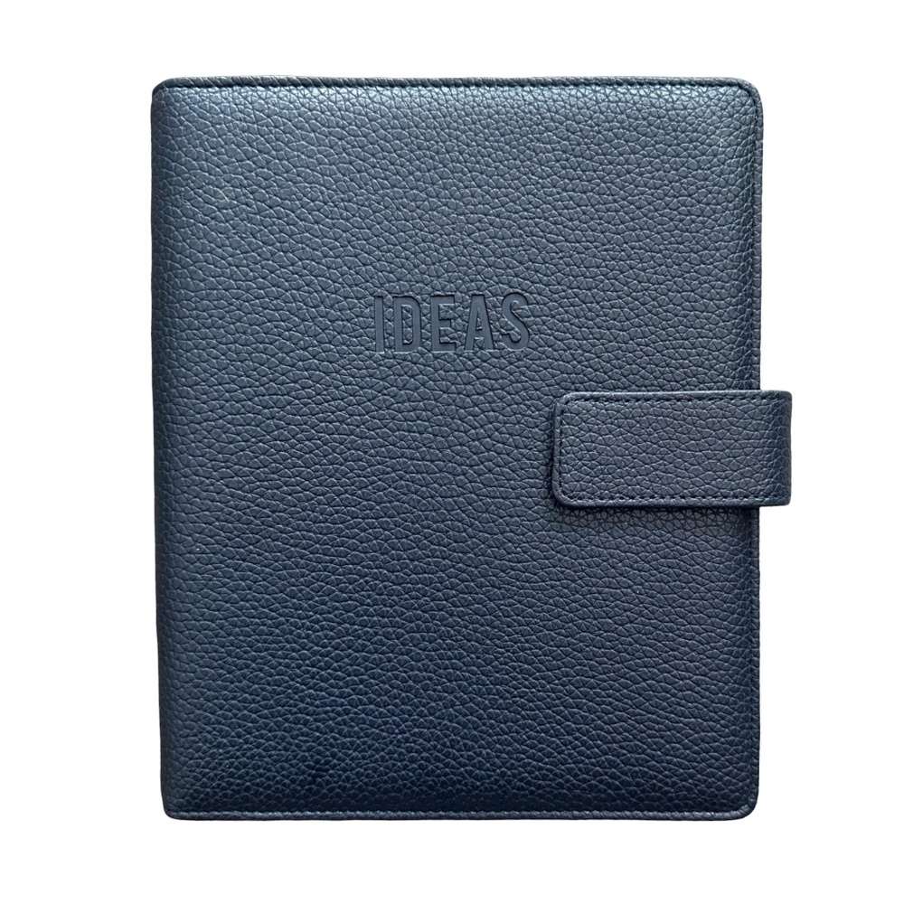 FRYE Ideas Faux Leather Ring Binder Organizer 7.5”x 9” Navy Blue